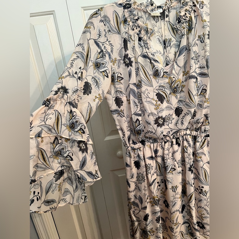 EUC Shoshanna Pale Pink Floral A-Line Silk Dress Size 0 - Picture 6 of 11